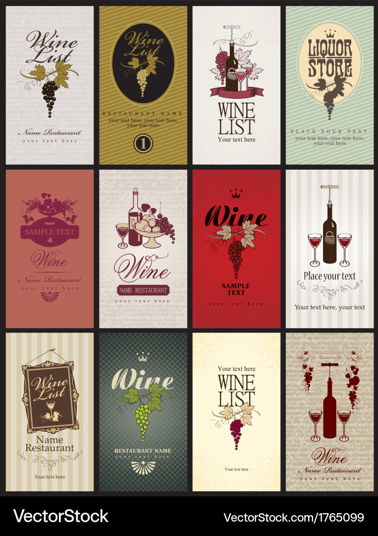 Set wine Royalty Free Vector Image - VectorStock