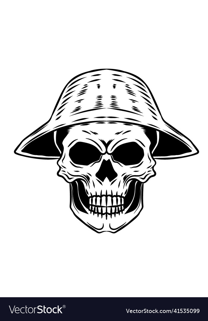 Skull with straw hat Royalty Free Vector Image