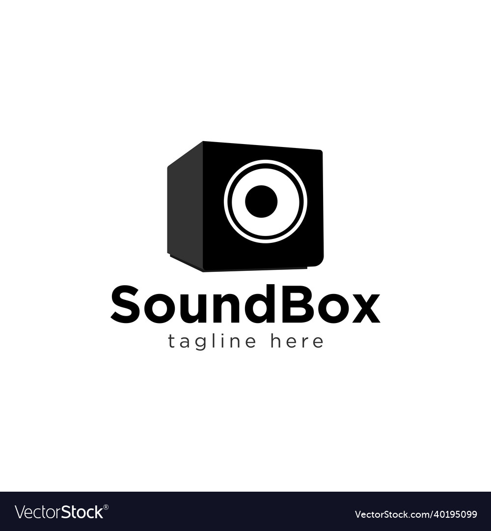 Sound box logo design unique negative space