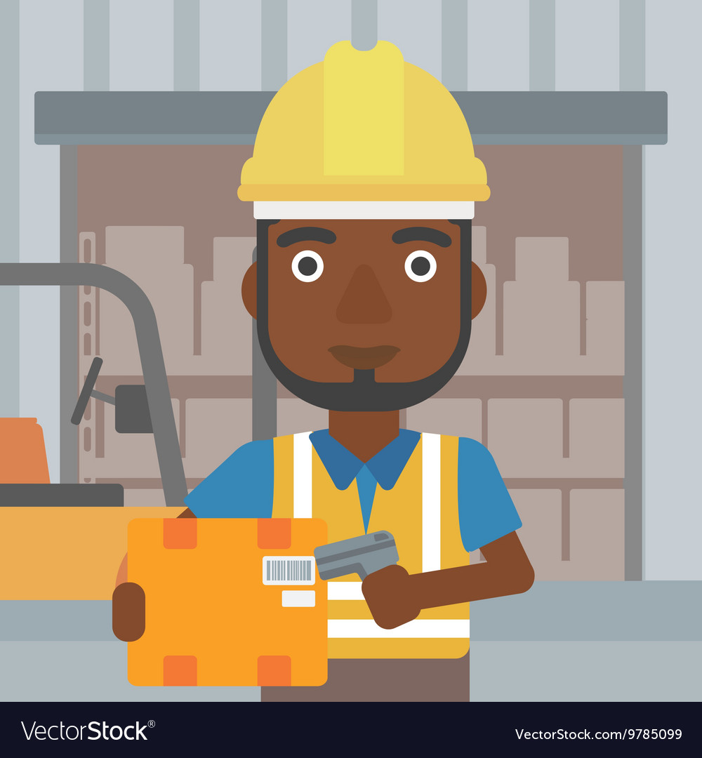 Warehouse Worker Scanning Barcode