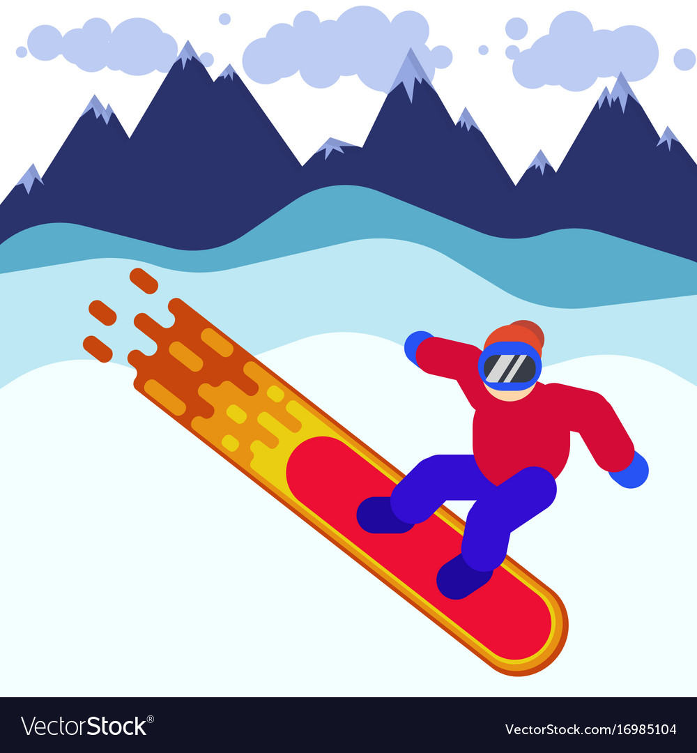 A snowboarder in mask among Royalty Free Vector Image