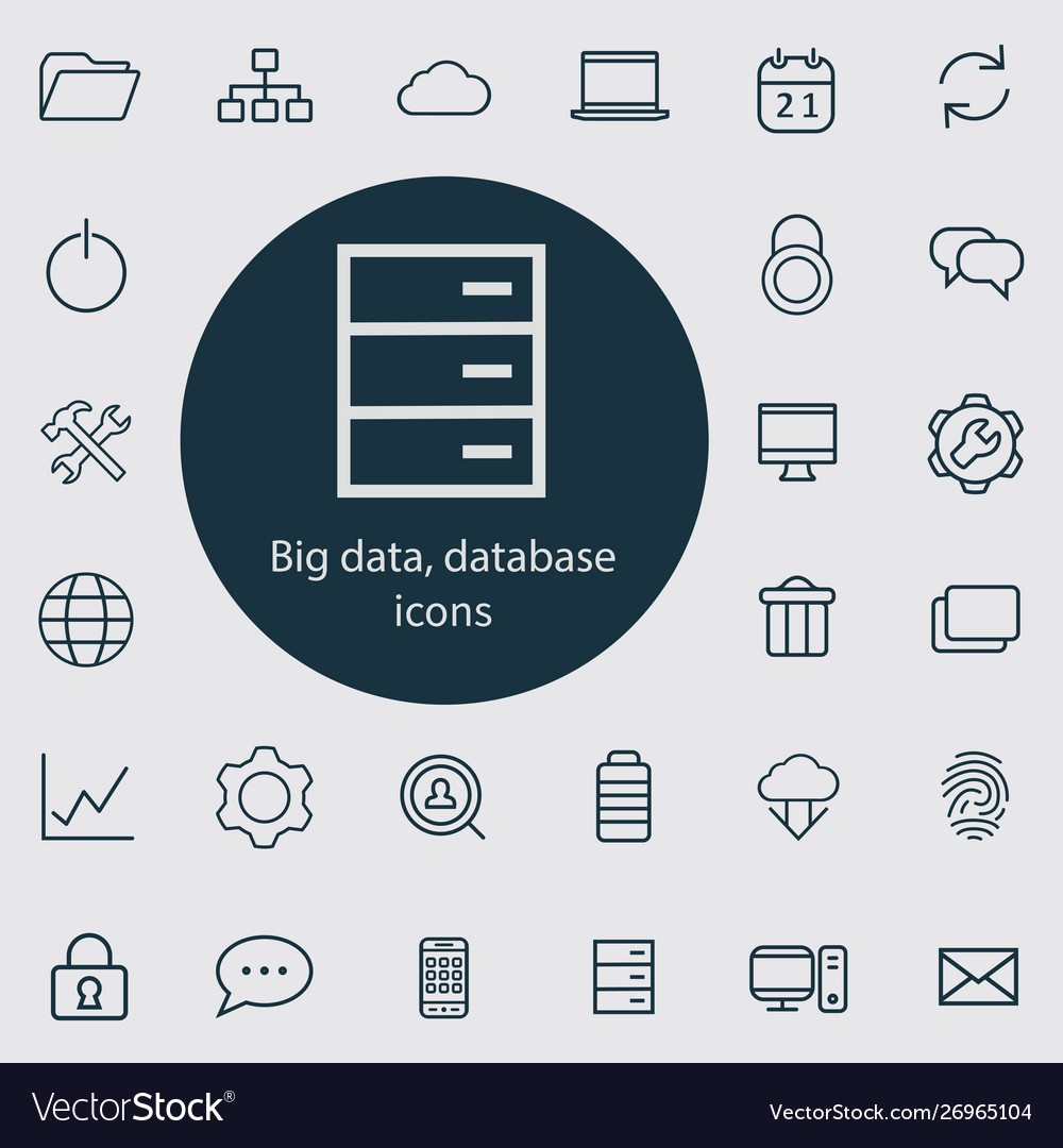 Big data database outline thin flat digital