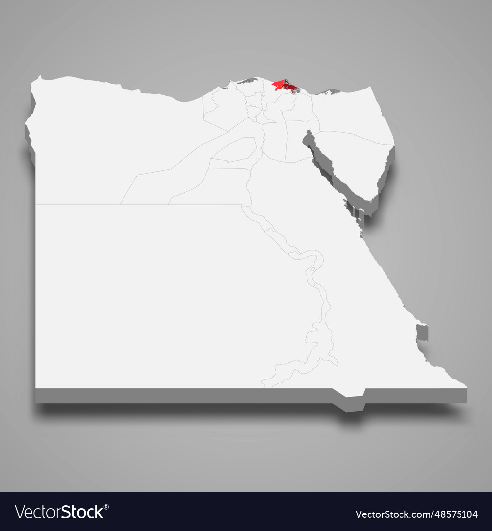 Region Damietta Lage in Ägypten 3d Karte
