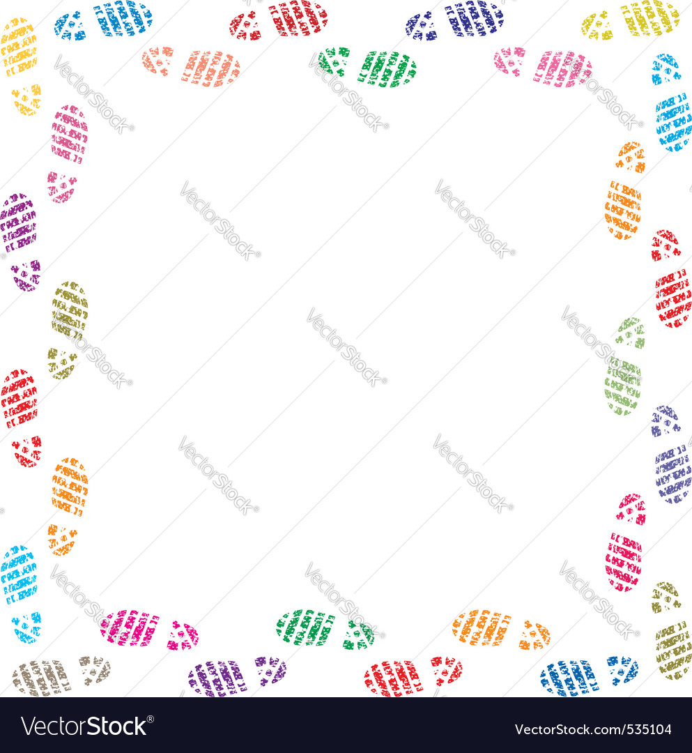 Foot prints border Royalty Free Vector Image - VectorStock