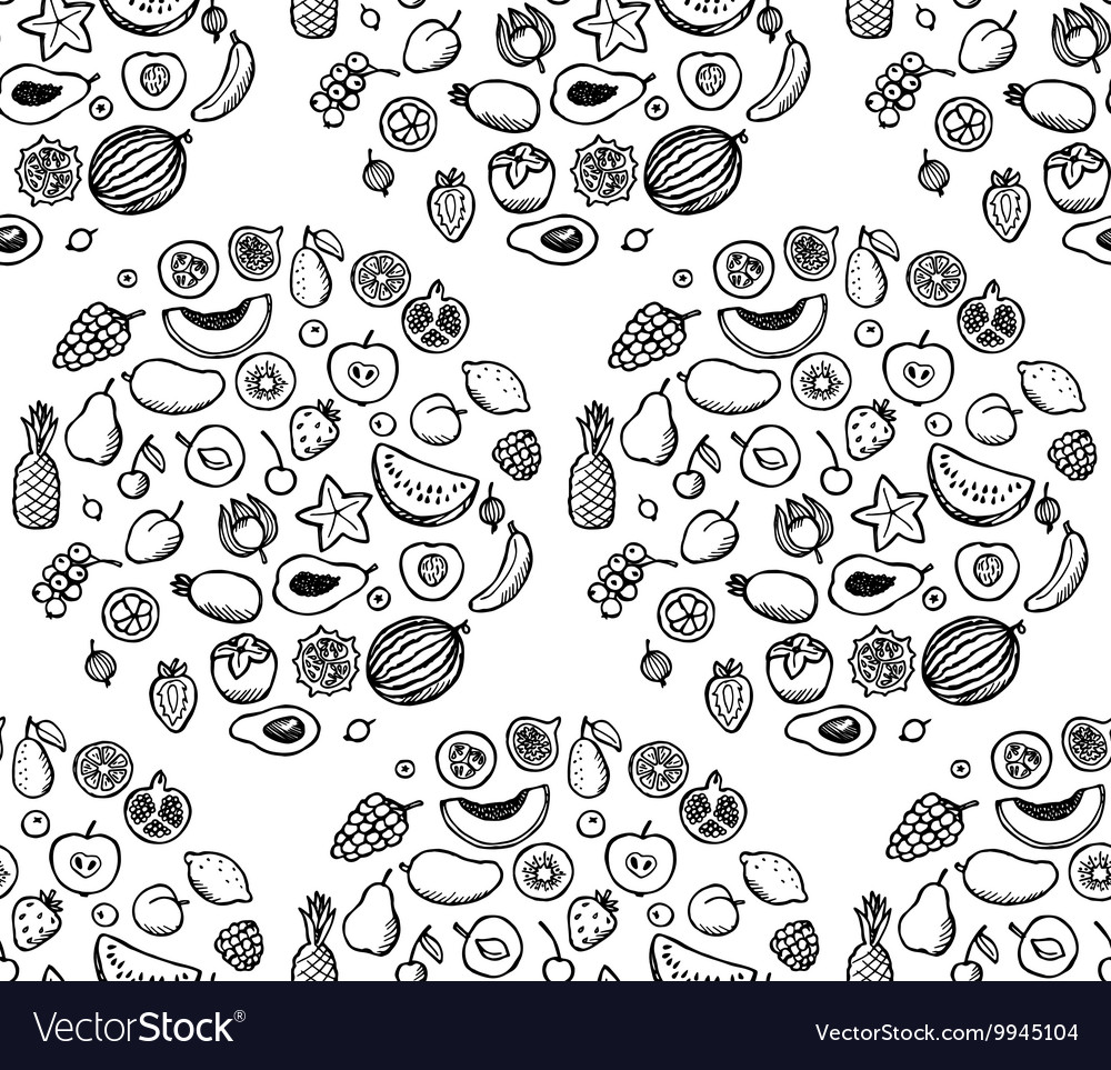 Fruit doodle seamless pattern Royalty Free Vector Image