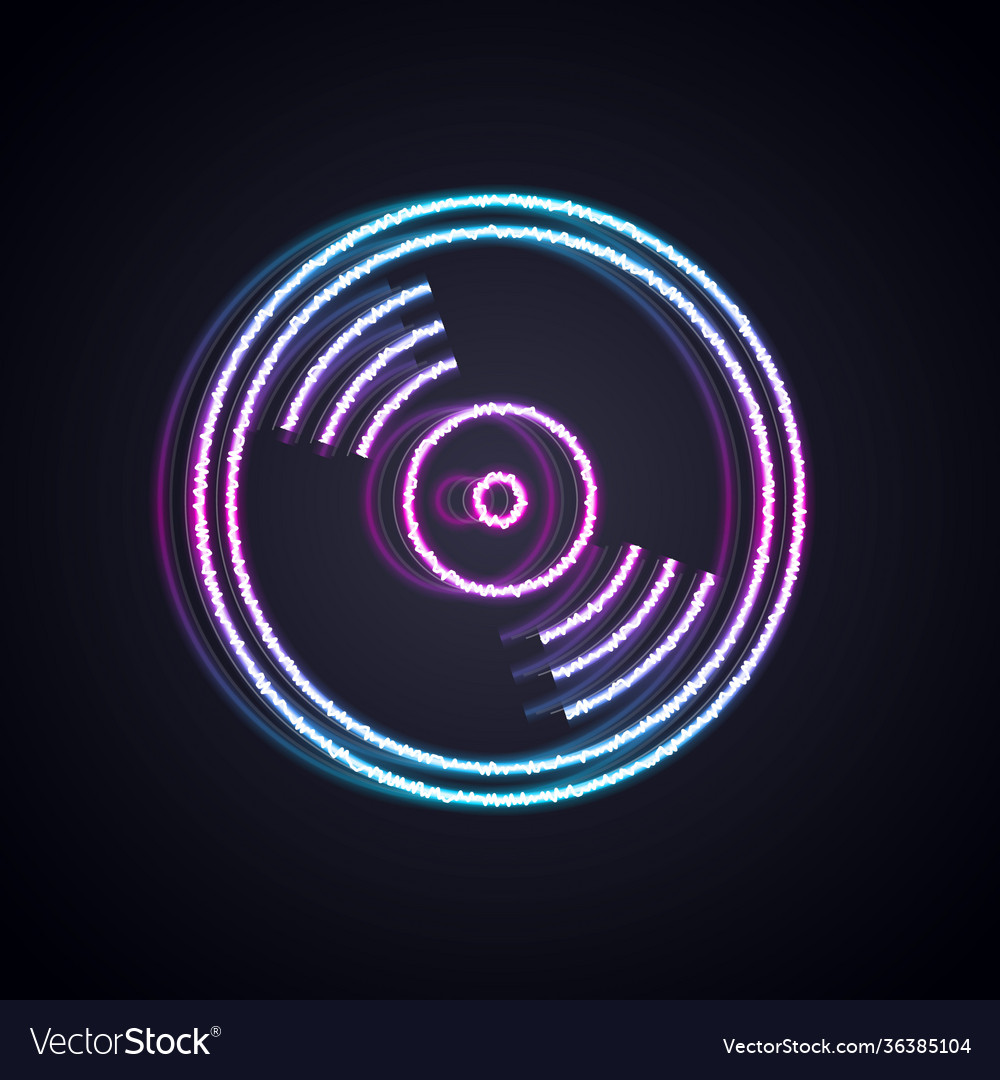 Glowing neon line vinyl disk icon isolated Vector Image