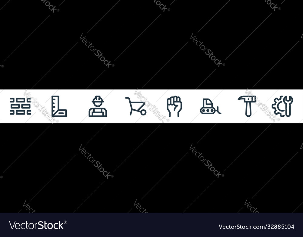 Labour day line icons linear set quality vector image Labour day line icons linear set quality