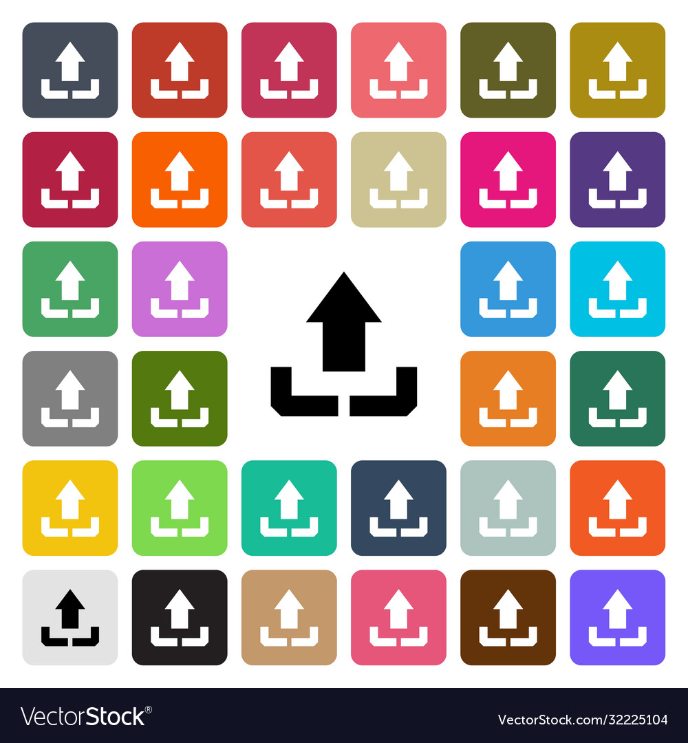 Modern upload flat design icon set in button vector image Modern upload flat design icon set in button