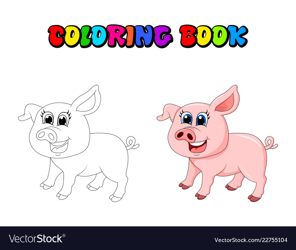 Pig cartoon character design isolated on white Vector Image