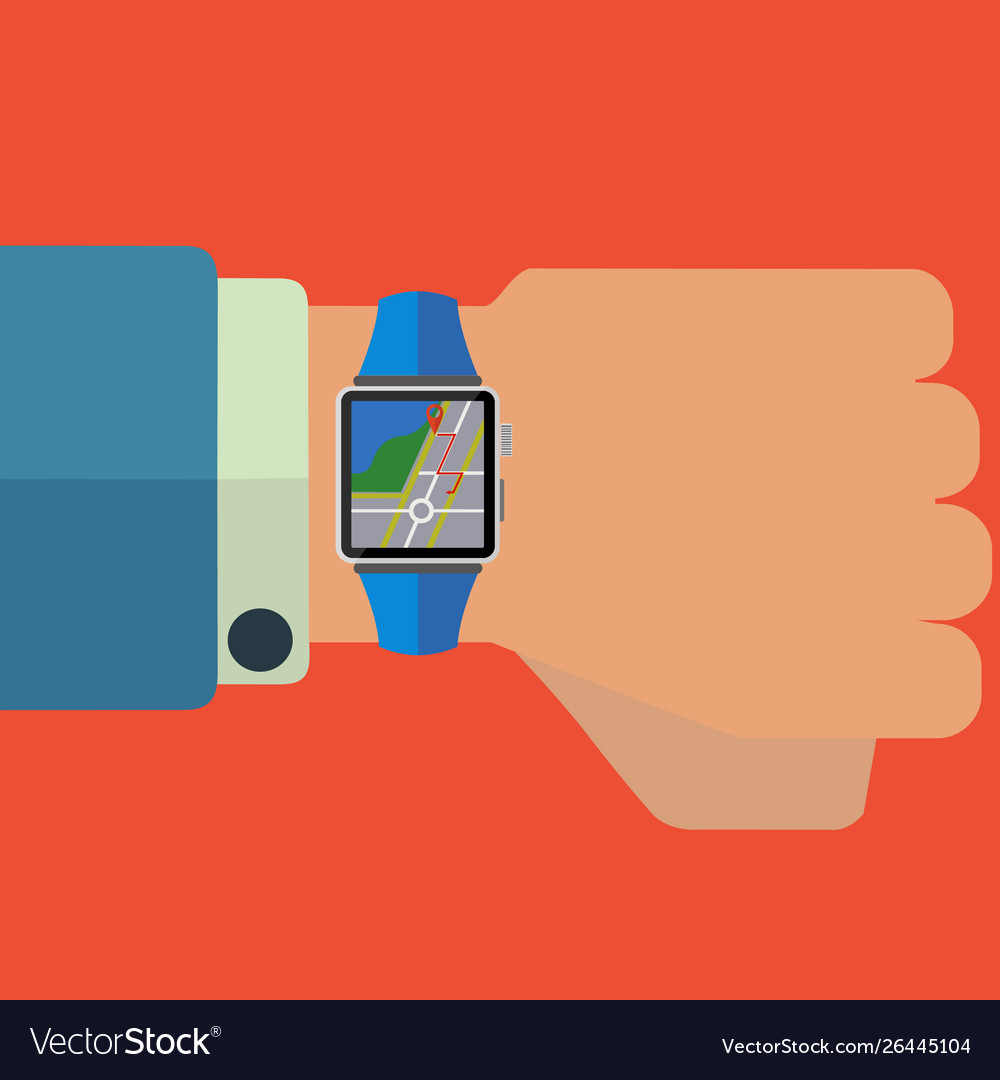 Smart watch maps and navigation application vector image Smart watch maps and navigation application