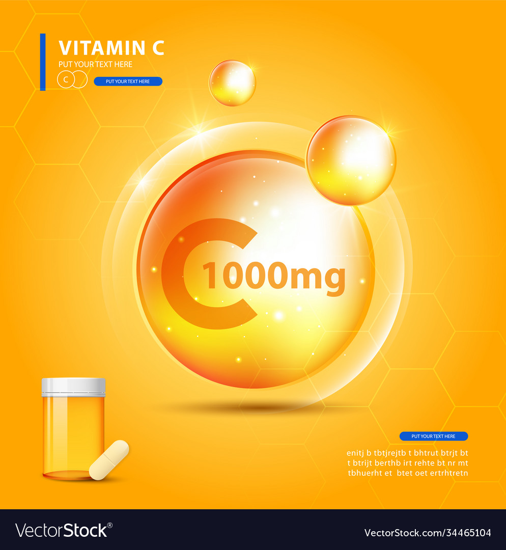 Vitamin c gold shining pill with chemical formula