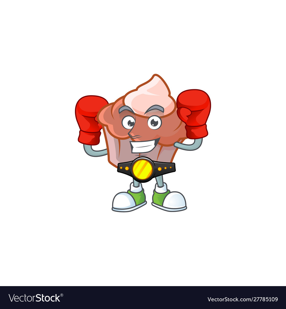 Cartoon brioche with cream boxing character Vector Image