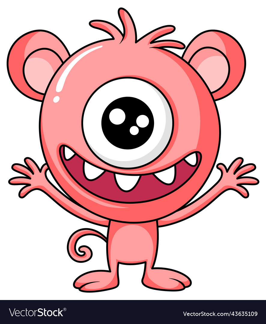 Cute one eyed monster character Royalty Free Vector Image