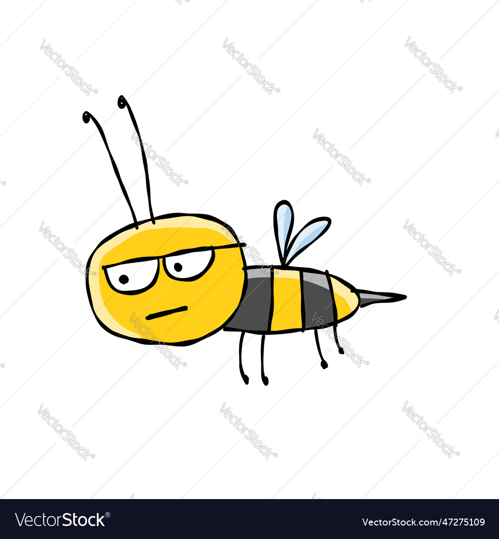 Funny bee character isolated on white for your Vector Image