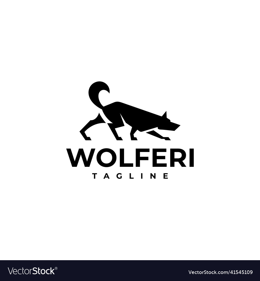 Graphic template of wolf silhouette logo