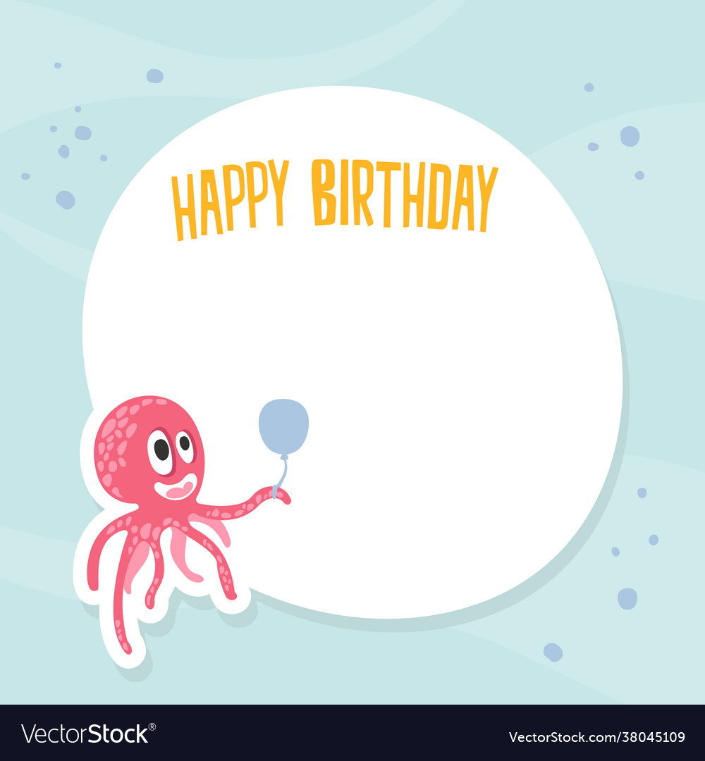 Happy birthday invitation card template with cute Vector Image