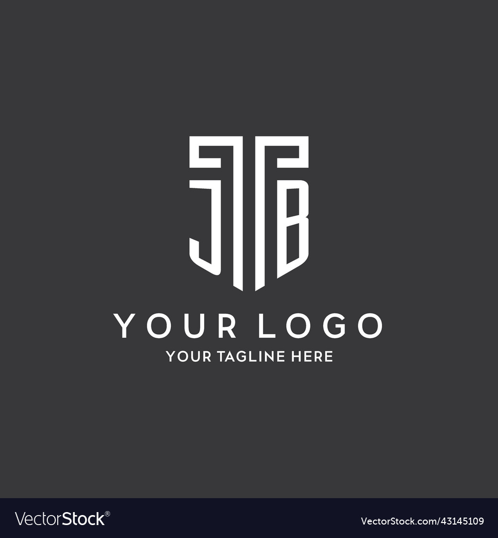 Jb monogram initial name with shield shape icon