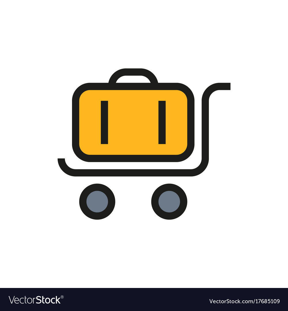 Trolley luggage icon on white background