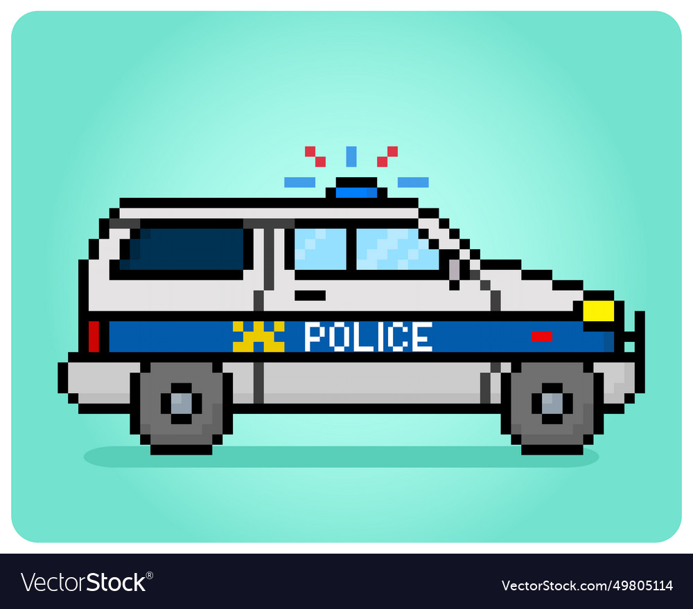 8 bit pixel police car van type transport