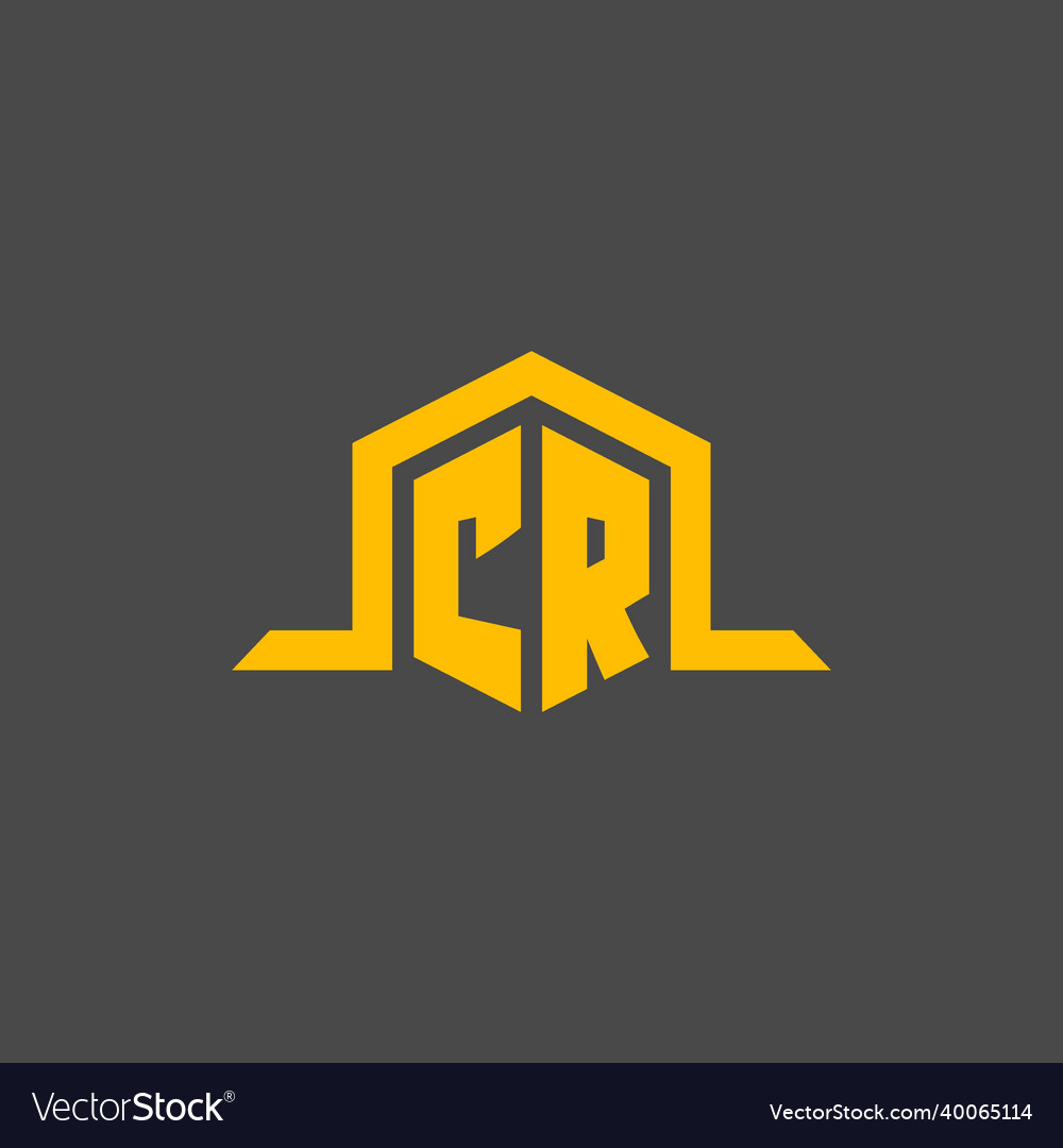 Cr monogram initial logo with hexagon style design