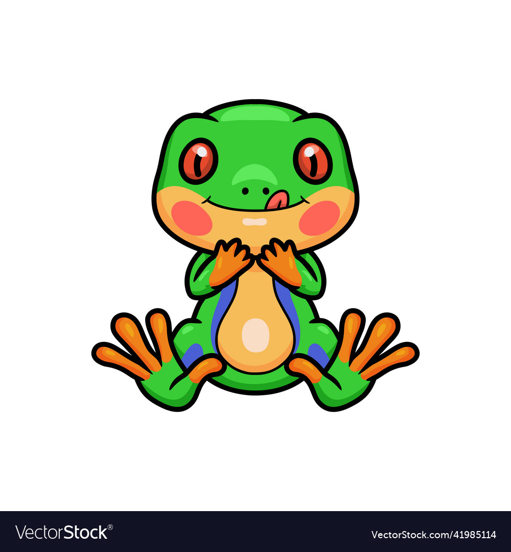 Cute little frog cartoon sitting Royalty Free Vector Image