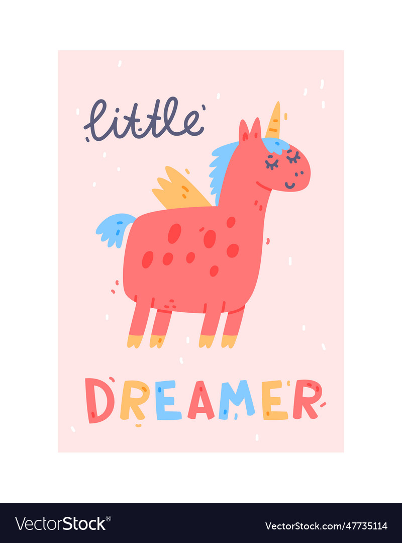 Cute pink kids poster and nursery print design