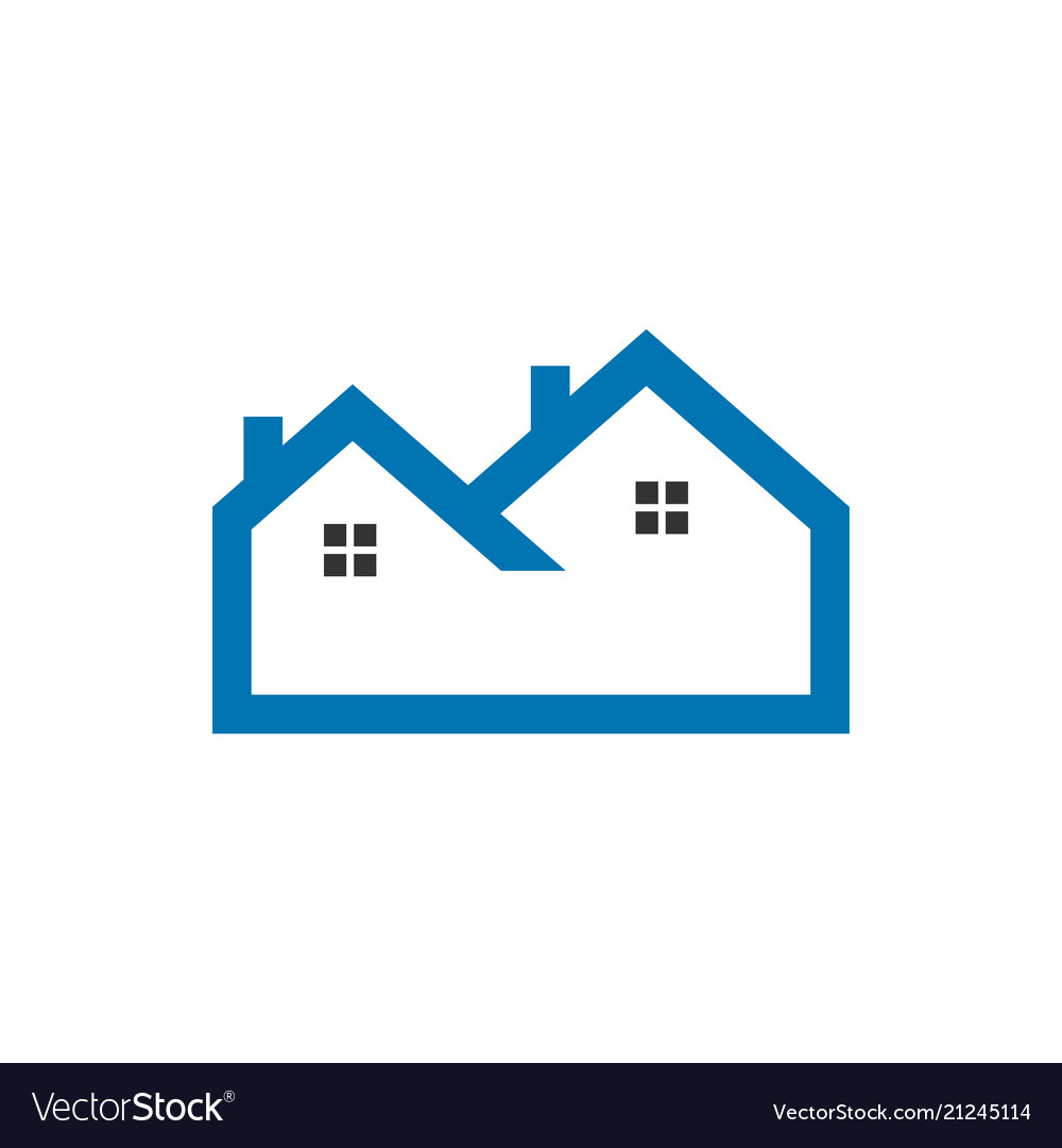 Flat blue outline real estate logo Royalty Free Vector Image