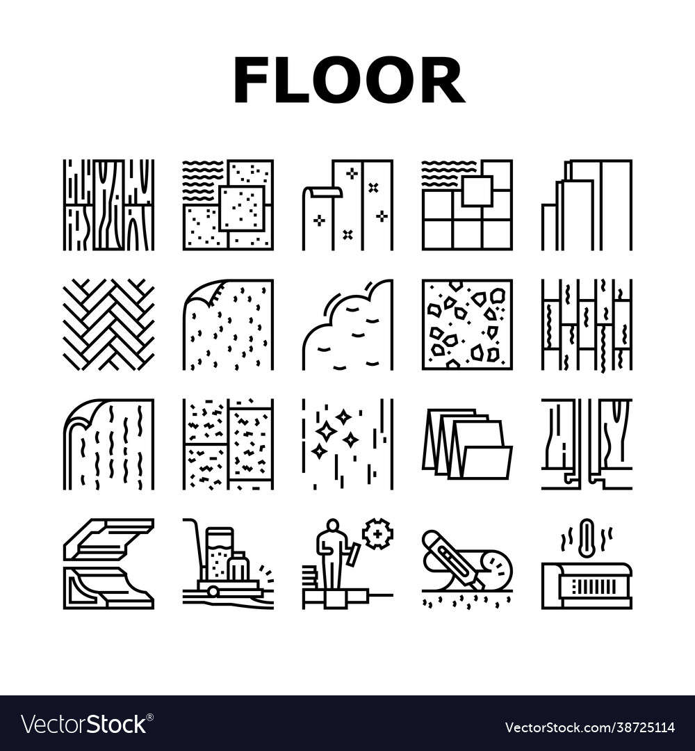 Floor installation collection icons set vector image Floor installation collection icons set