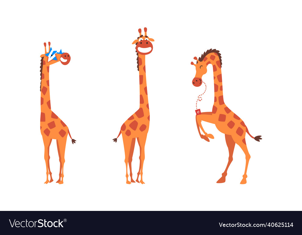 Funny giraffe character with long legs and neck