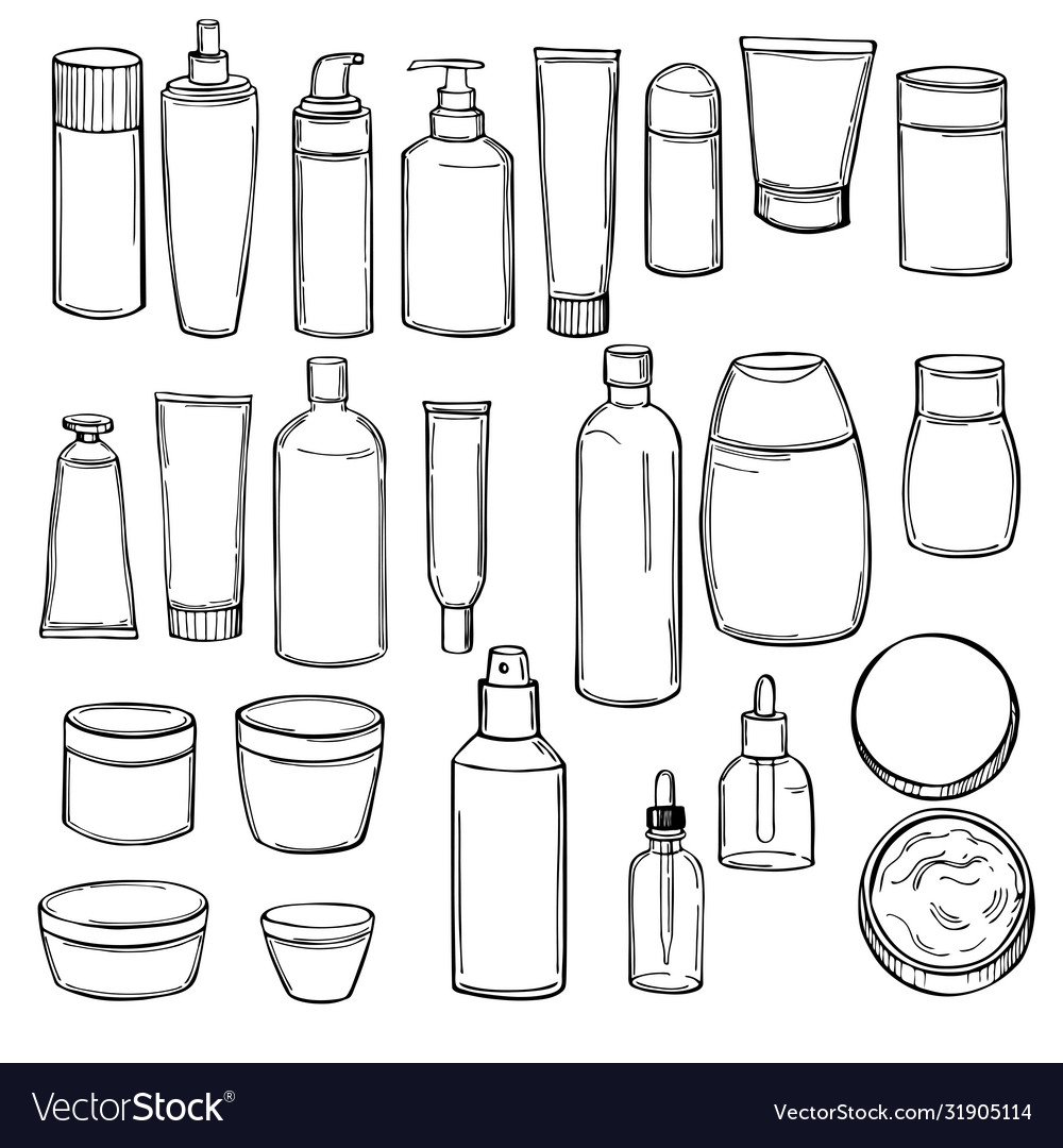 Premium Vector  A set of bottles and tubes of cosmetics jars for