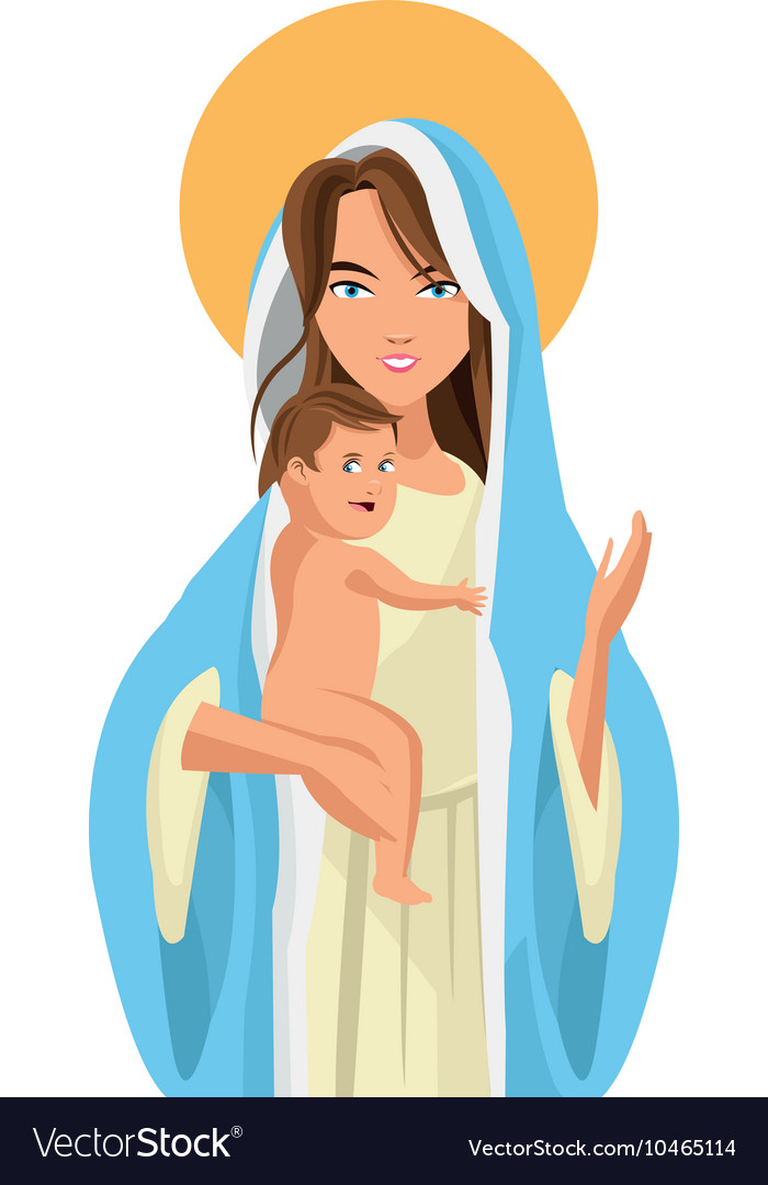 Holy mary holding baby jesus icon