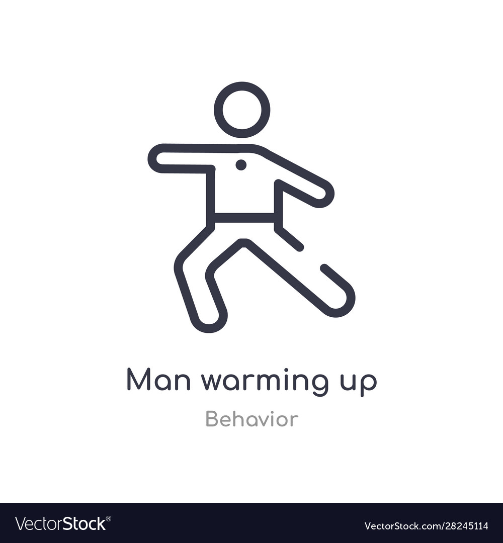 Man warming up outline icon isolated line from