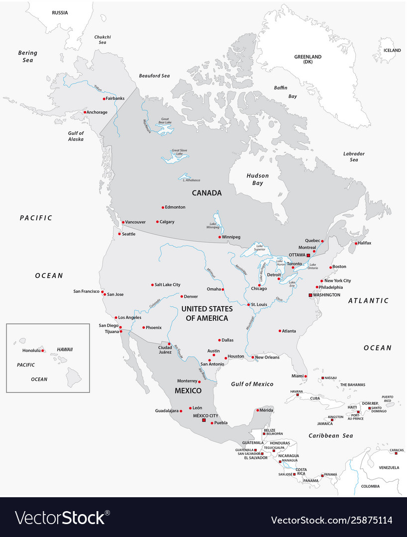 Black And White Map Of North America Map north america in black and white Royalty Free Vector