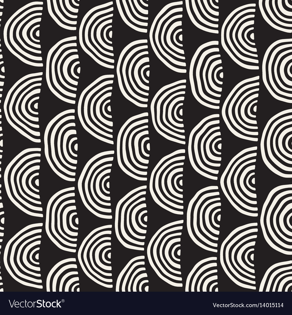 Monochrome minimalistic seamless pattern with arcs