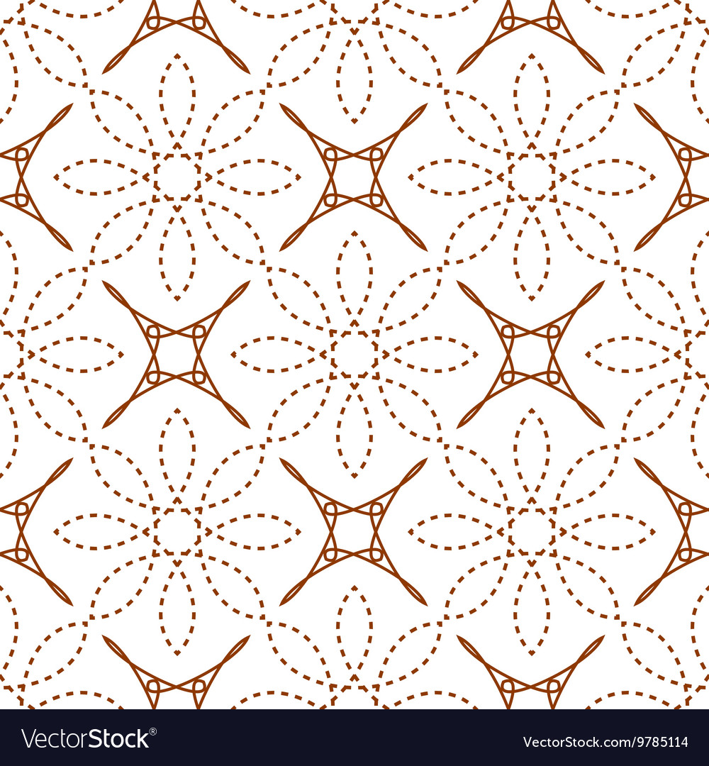 Seamless of four angle stars and dashed line flowe