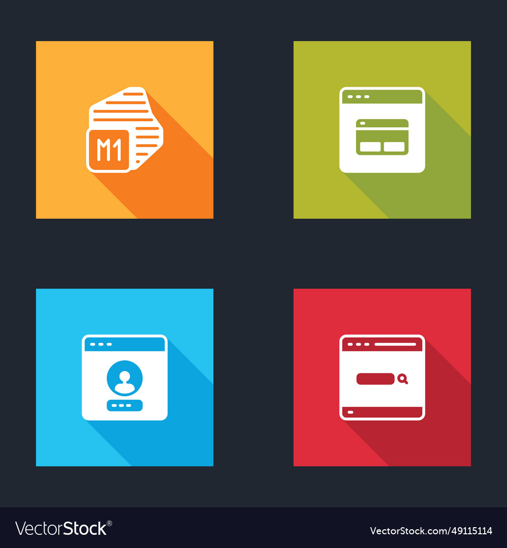 Set processor search engine create account screen vector image Set processor search engine create account screen