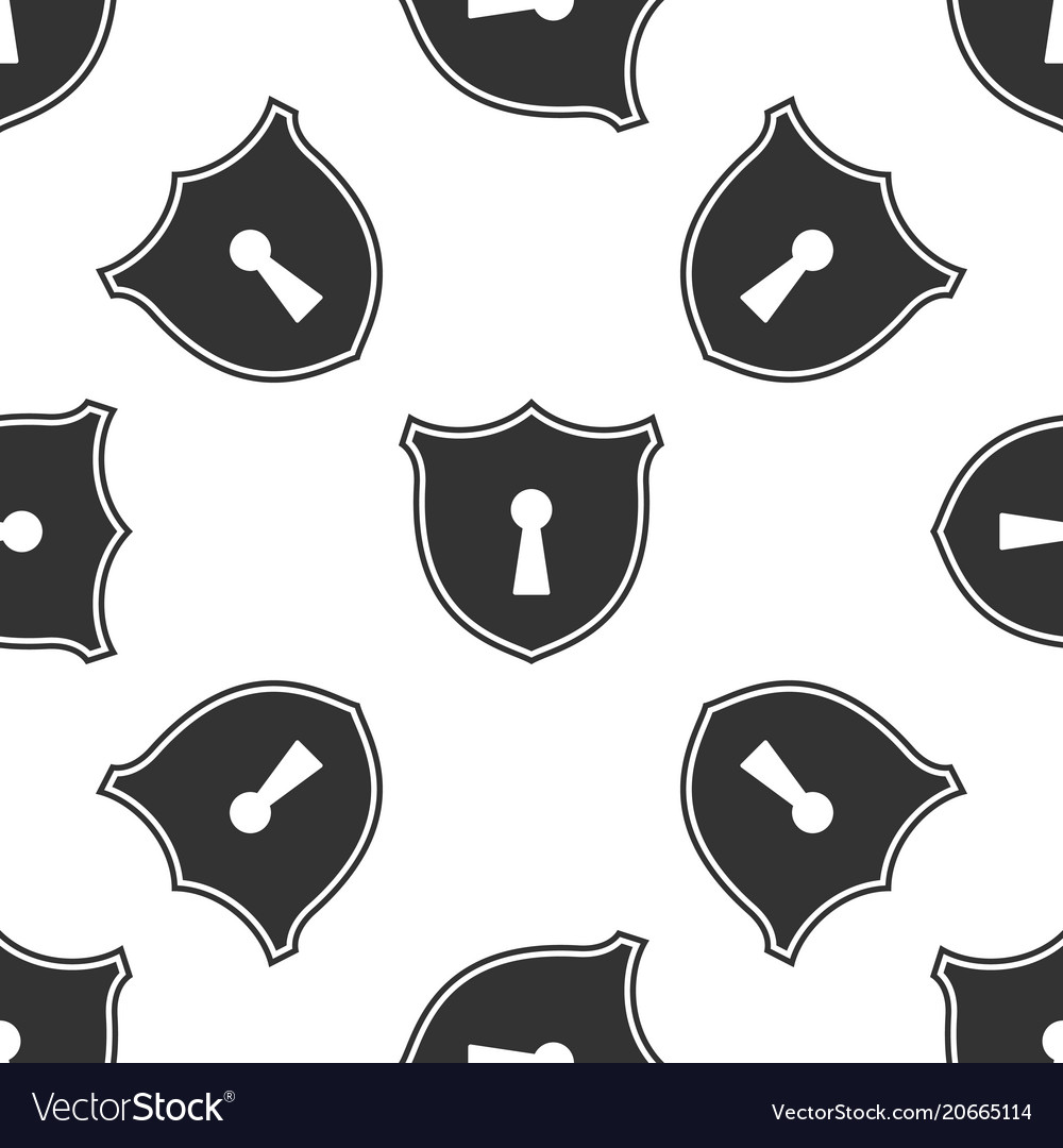 Shield with keyhole icon seamless pattern vector image Shield with keyhole icon seamless pattern