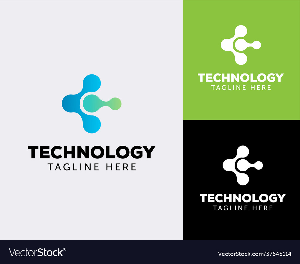 Tech logo molecule connect creative Royalty Free Vector