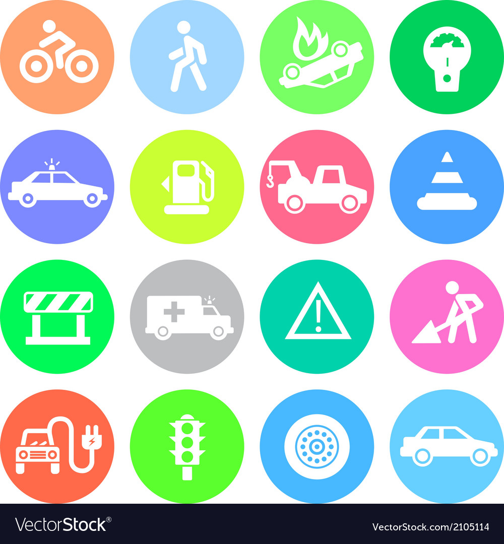 Traffic application icons in color circles