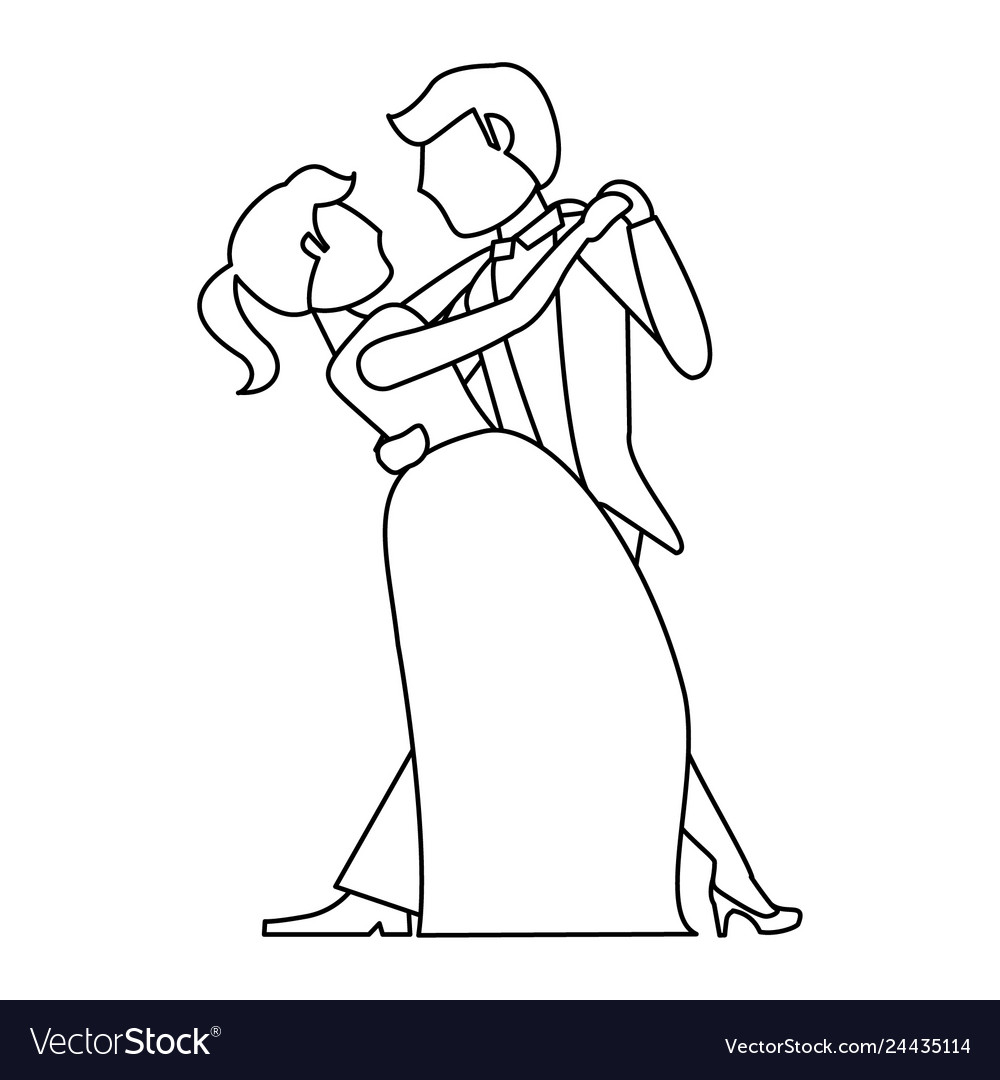 Wedding Couple Dancing In Black And White Vector Image