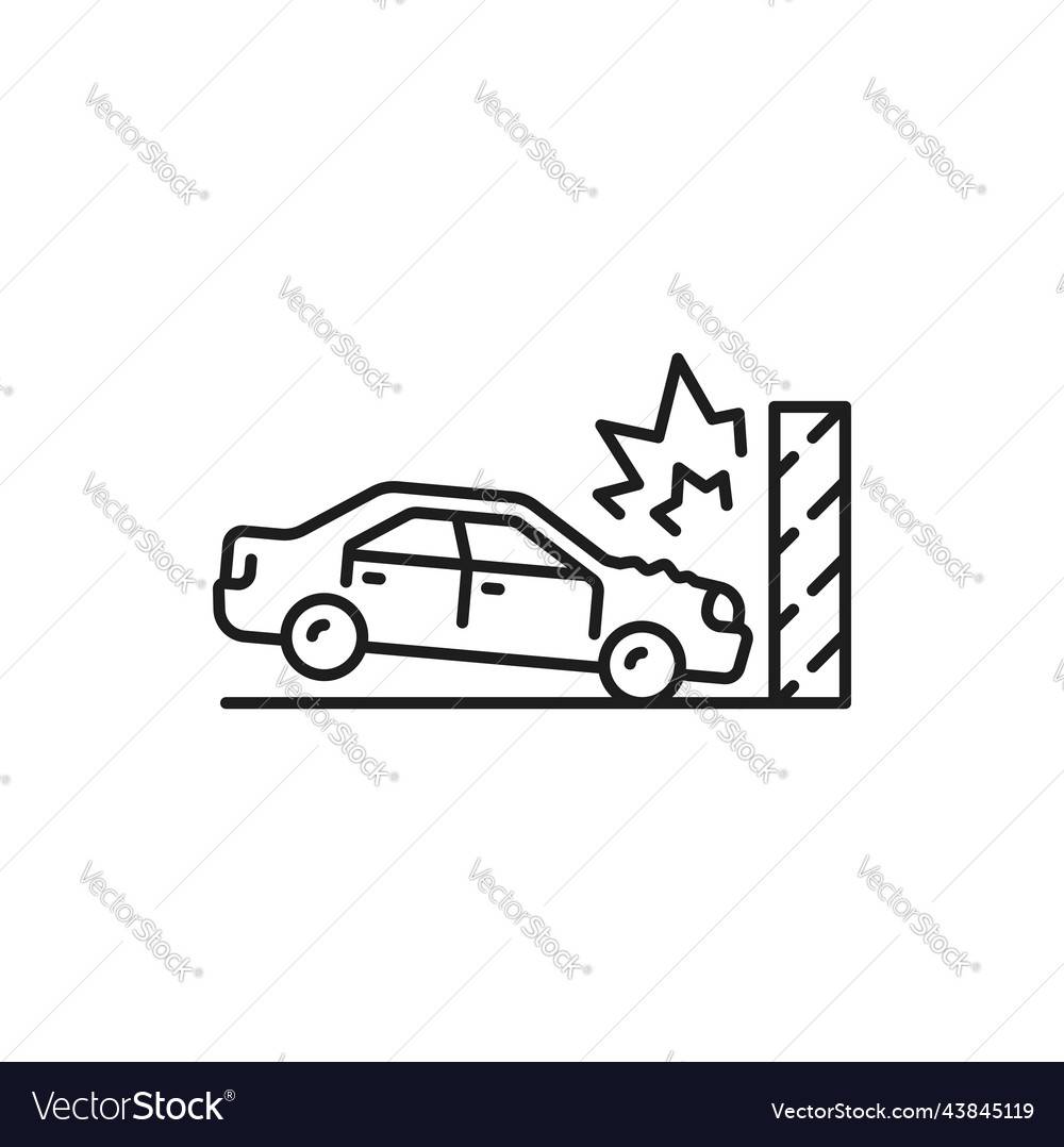 Car crash road collision or damage line icon Vector Image