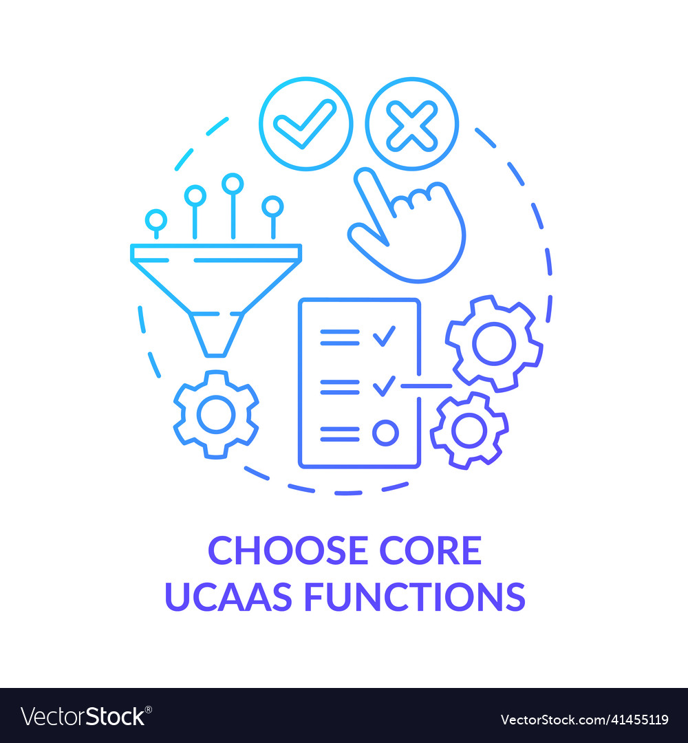 Choose core ucaas functions blue gradient concept