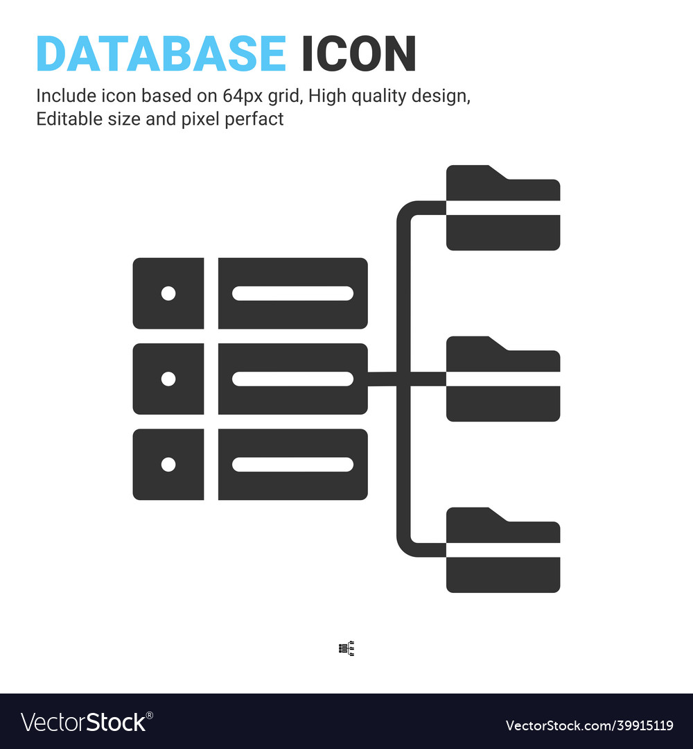 Database icon with glyph style isolated vector image Database icon with glyph style isolated