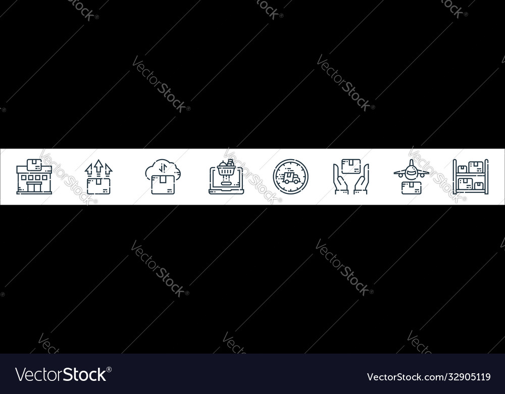 Delivery line icons linear set quality vector image Delivery line icons linear set quality