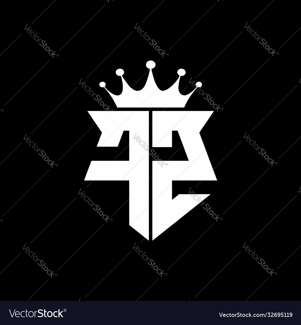 Fz Logo Monogram Shield Shape With Crown Design Vector Image