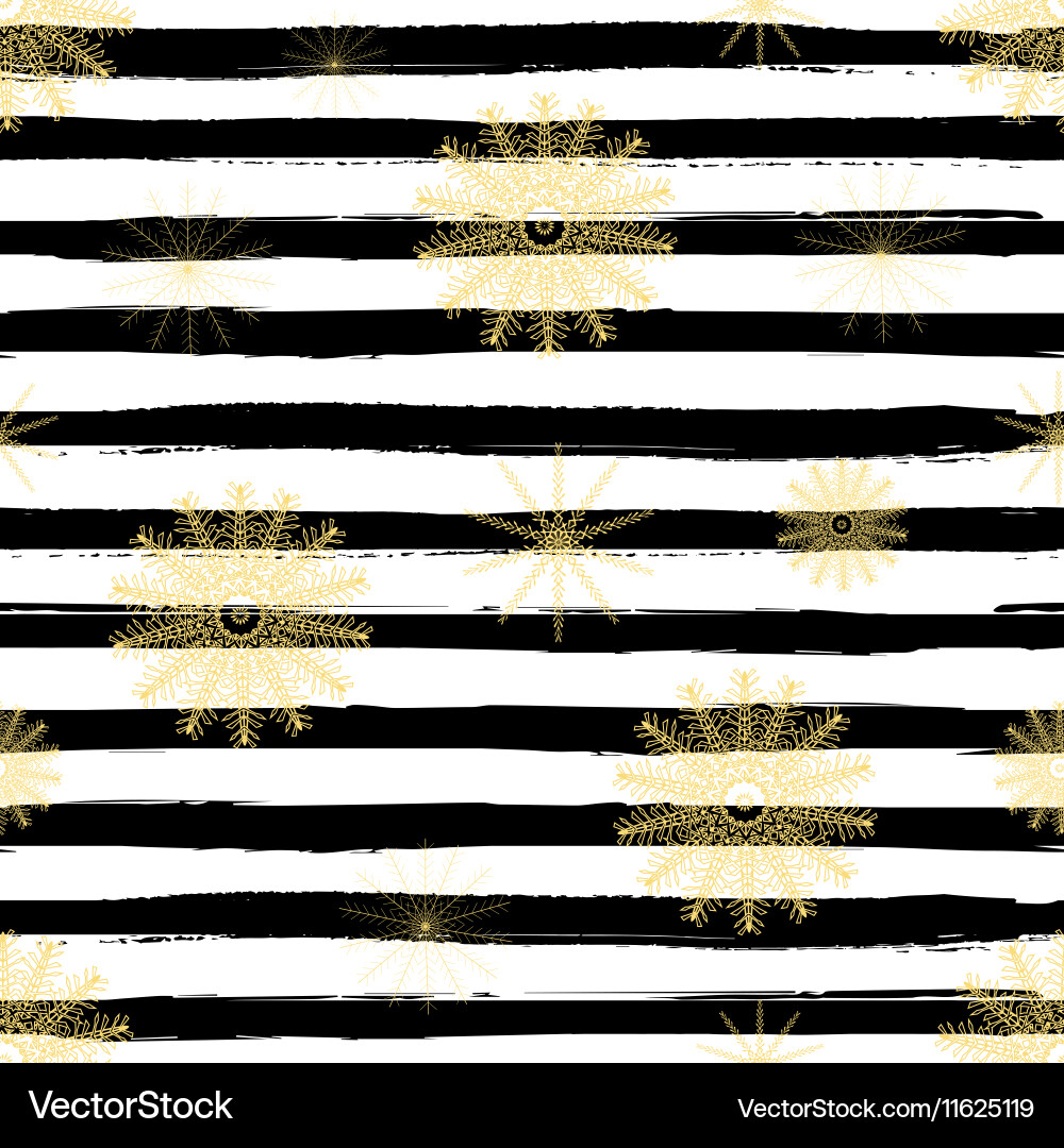 Gold glittering snowflakes seamless pattern Vector Image