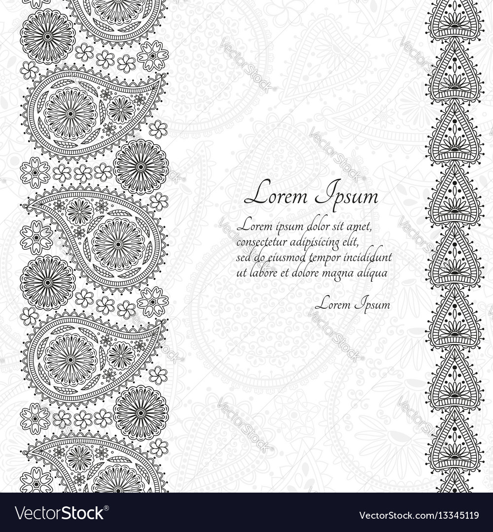 Greeting card or template with paisley ornament