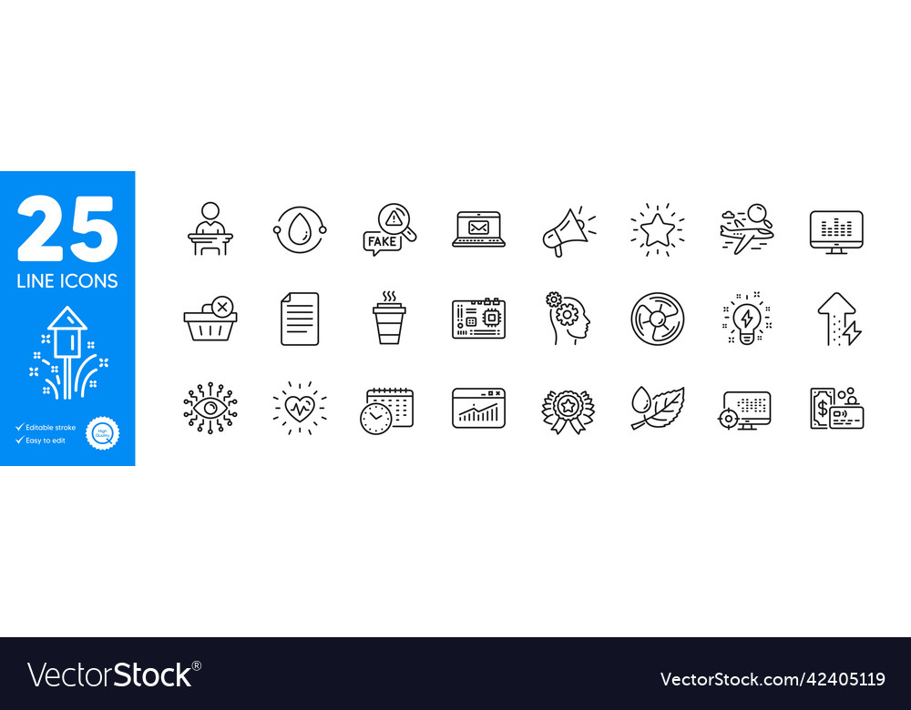 Outline icons set heartbeat rank star Royalty Free Vector