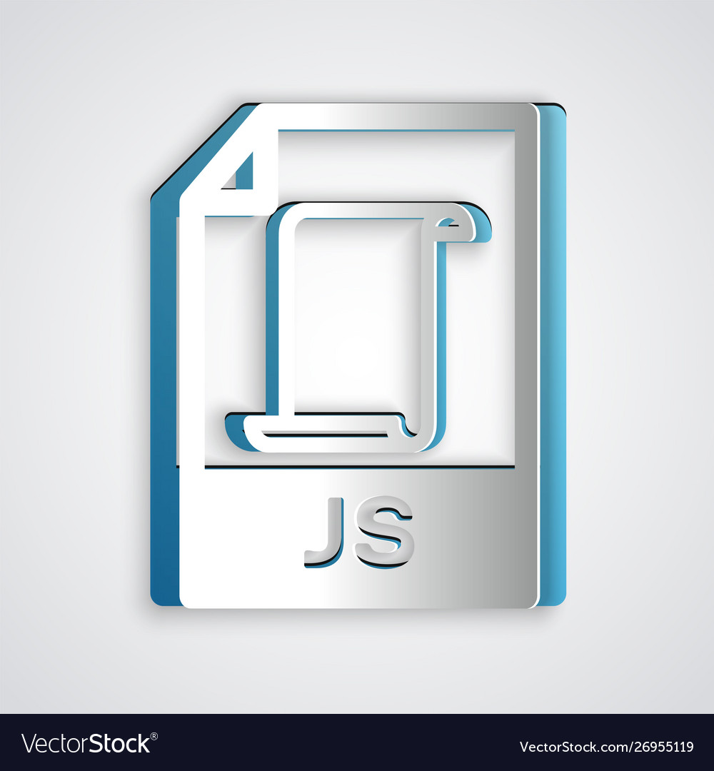 Paper cut js file document download button vector image Paper cut js file document download button