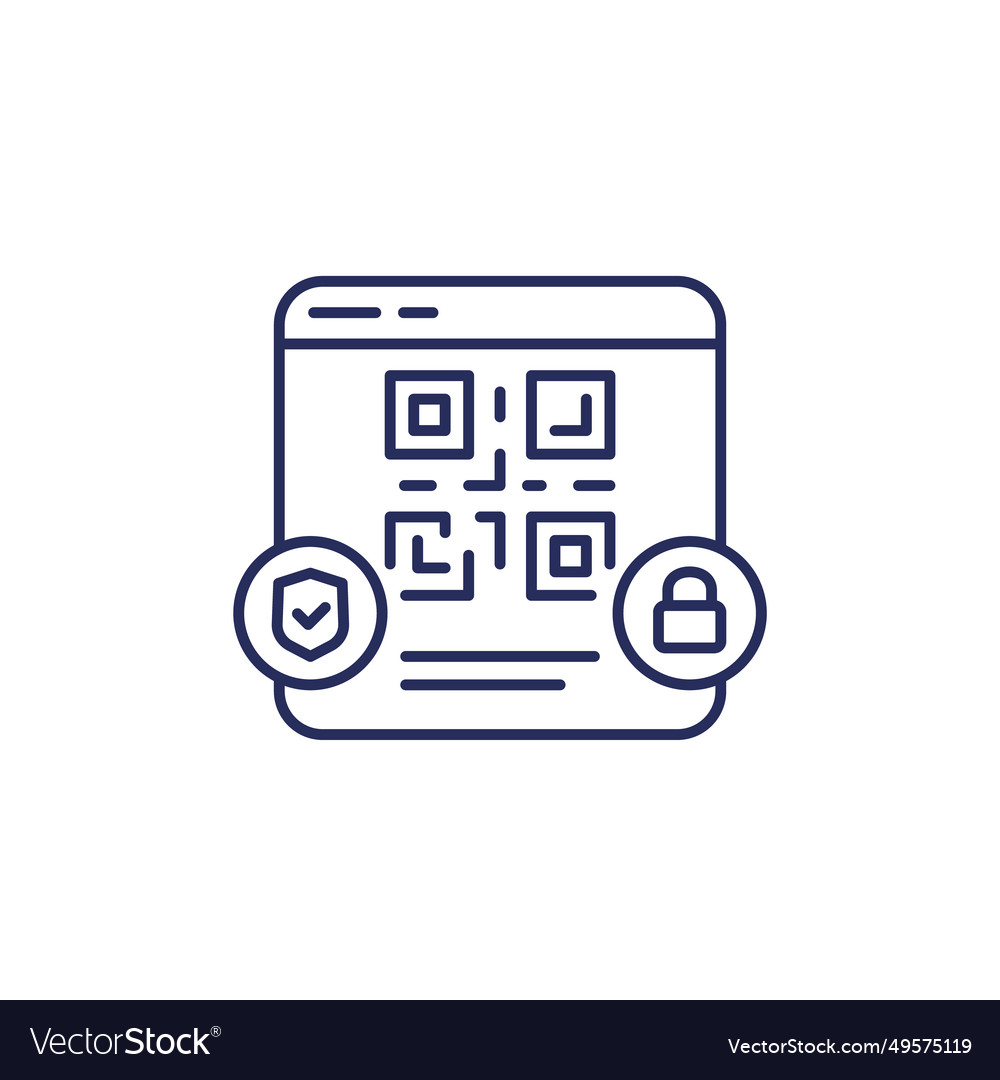 Secure qr code payment line icon